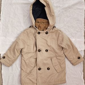 Zara tan trench coat with hood. Toddler boy size 2-3 years.